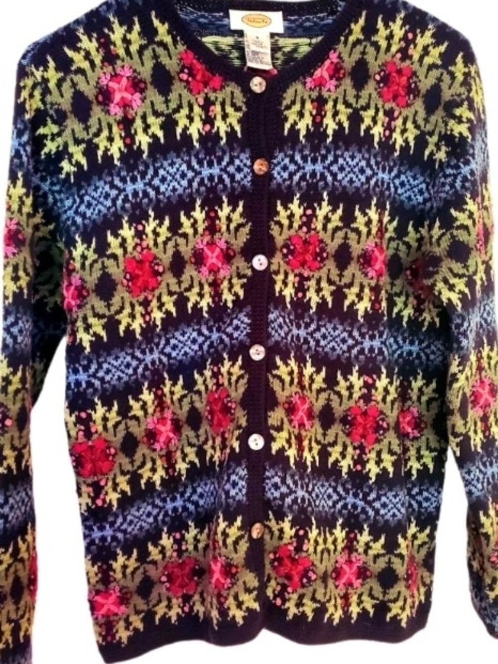 Talbots Cardigan with Flower Embroidery